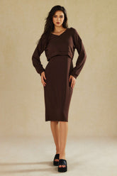 Basic V-neck Sleeveless Maxi Dress And Hooded Crop Sweatshirt Set